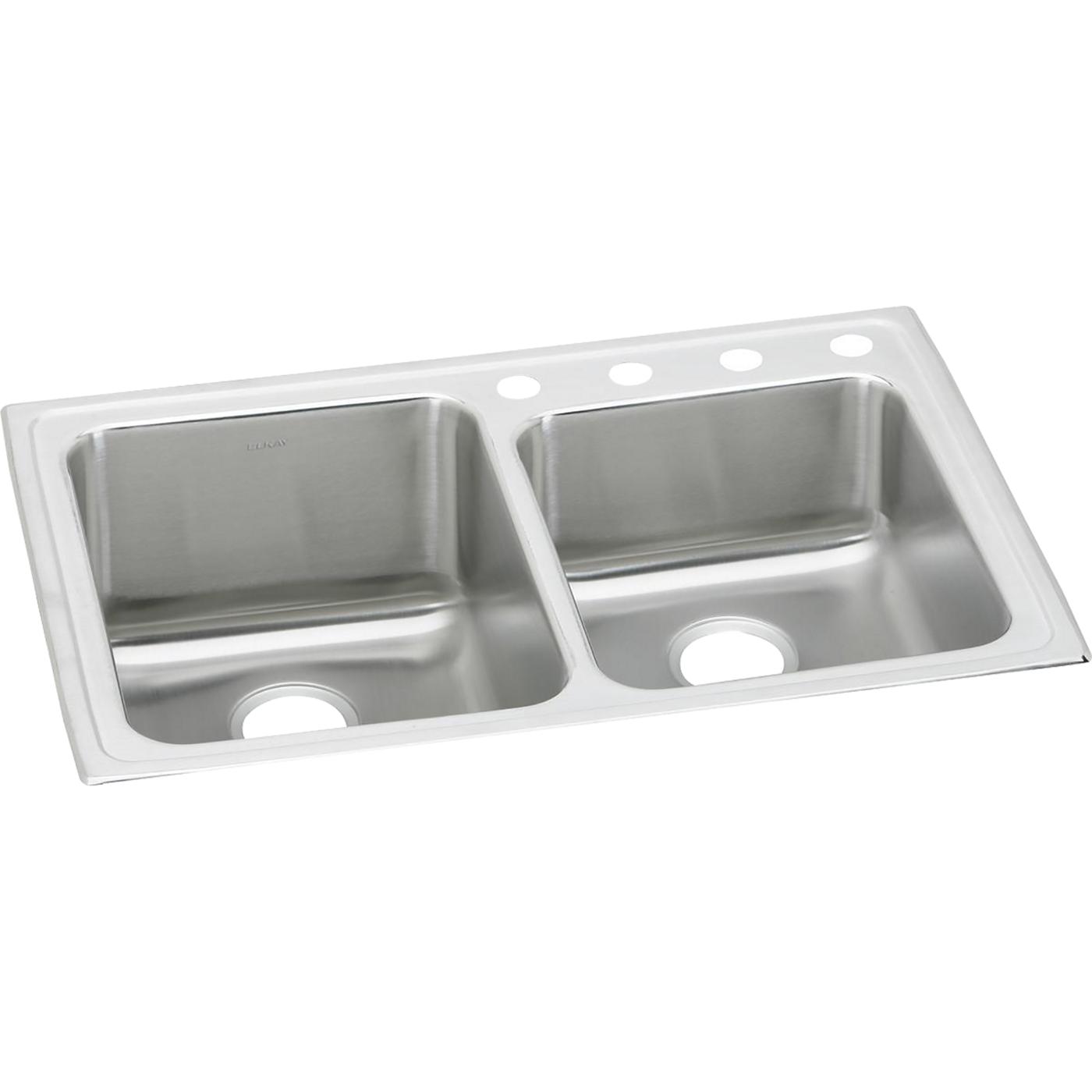 Elkay Tarja Lustertone® Classic Acero Inoxidable 33" x 22" x 9" 60/40 de Dos Tazones de Doble Montaje with Perfect Drain® — vista de producto