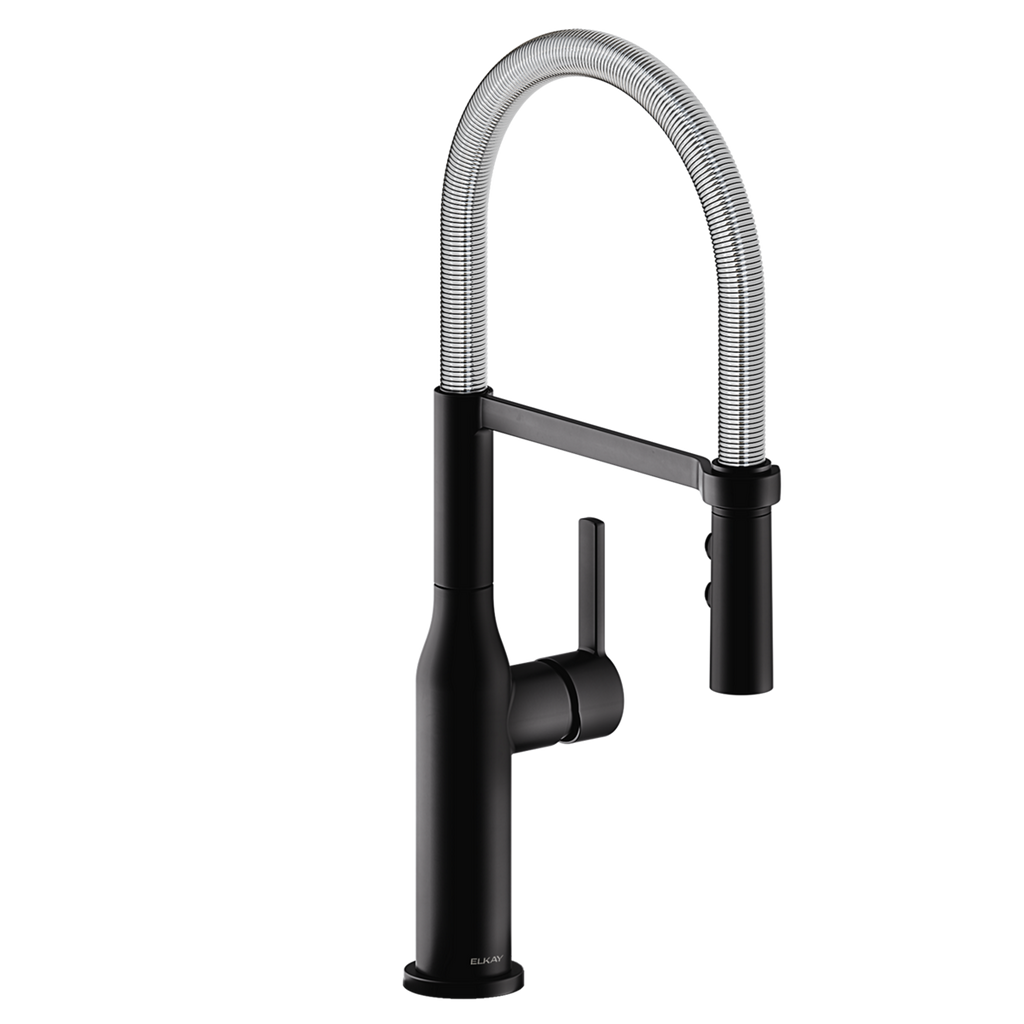 Elkay Avado Grifo de Cocina Semiprofesional — Negro Mate y Cromo