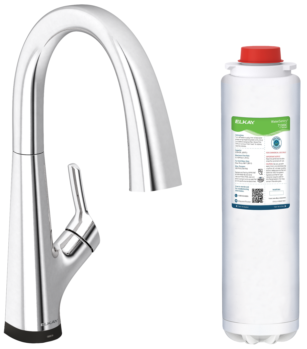 Elkay Avado Grifo de Cocina Extraíble — Cromo