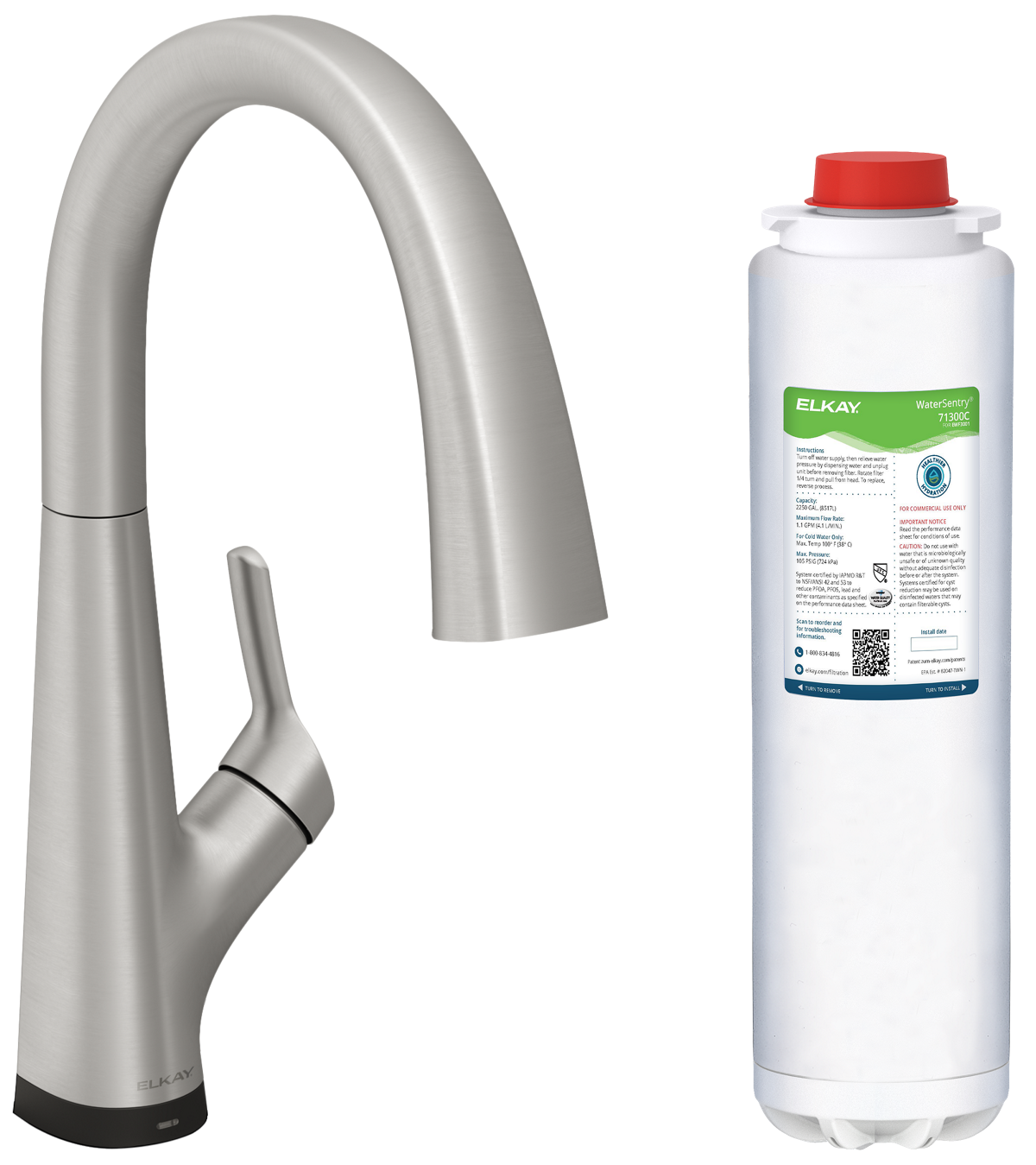 Elkay Avado Grifo de Cocina Extraíble — Acero Lustroso
