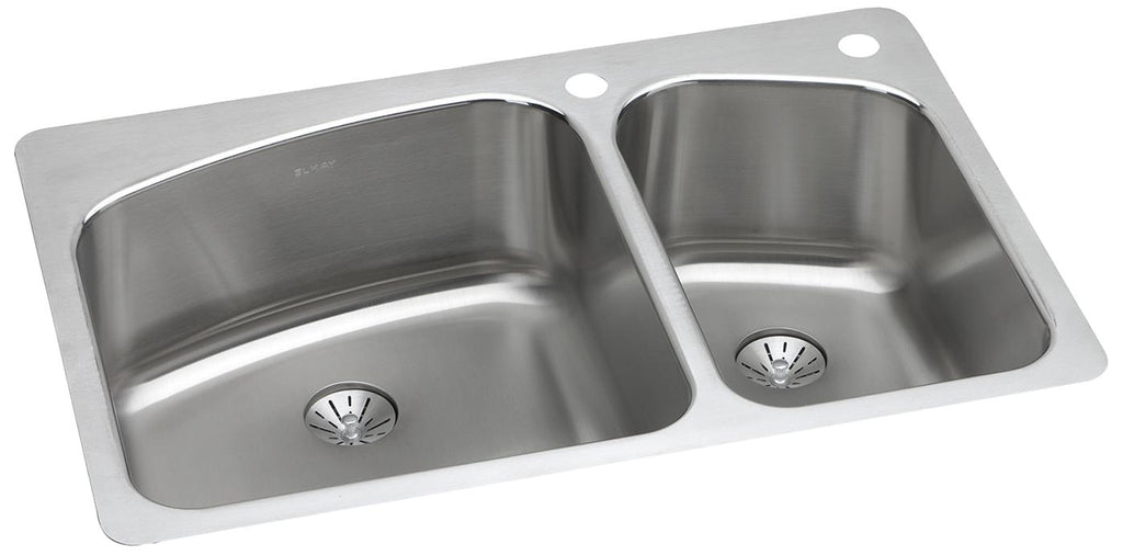Elkay Tarja Lustertone® Classic Acero Inoxidable 33" x 22" x 9" 60/40 de Dos Tazones de Doble Montaje with Perfect Drain® — vista de producto