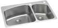 Elkay Tarja Lustertone® Classic Acero Inoxidable 33" x 22" x 9" 60/40 de Dos Tazones de Doble Montaje with Perfect Drain® — vista de producto