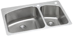 Elkay Tarja Lustertone® Classic Acero Inoxidable 33" x 22" x 9" de Dos Tazones Iguales de Doble Montaje with Perfect Drain® — vista de producto