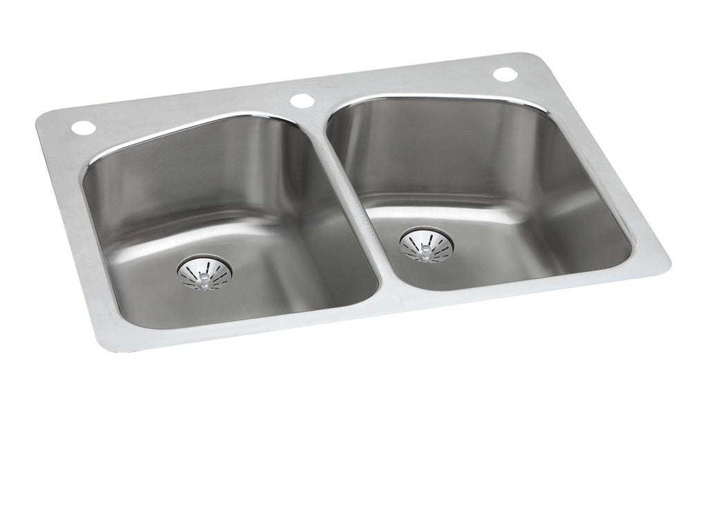Elkay Tarja Lustertone® Classic Acero Inoxidable 33" x 22" x 9" 60/40 de Dos Tazones de Doble Montaje with Perfect Drain® — vista de producto