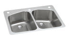 Elkay Tarja Lustertone® Classic Acero Inoxidable 33" x 22" x 9" de Dos Tazones Iguales de Doble Montaje with Perfect Drain® — vista de producto