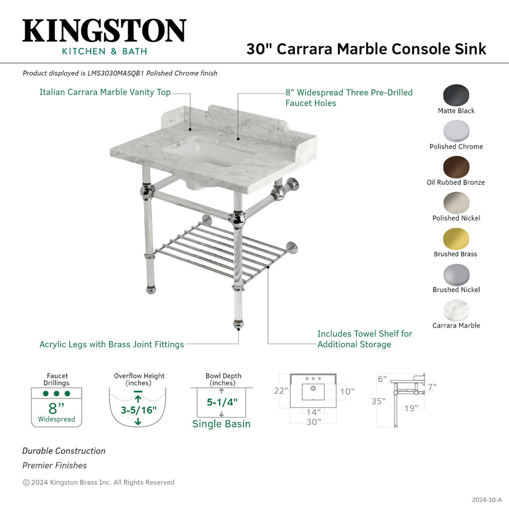 Kingston Brass Pemberton lavabo consola — vista