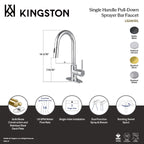 Kingston Brass Sona Concord — Mezcladora de Bar de Cubierta, Una Manija, 1 Orificio, Regadera Extraíble — Latón Cepillado — Ambientación 1