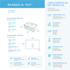 Bante Marea — Tarja de Cocina de Cerámica Refractaria (Fireclay), Frente Granjero Texturizado — 30"