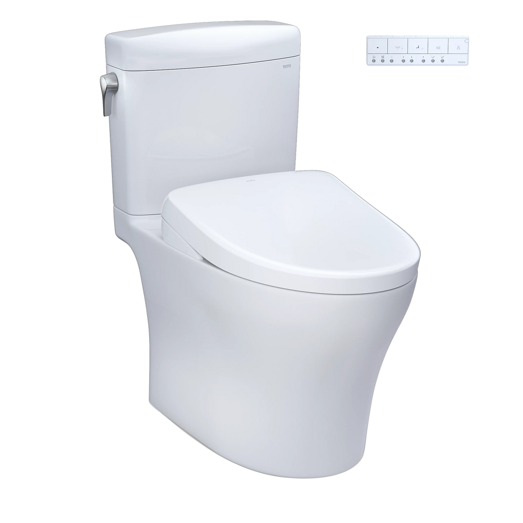 Inodoro TOTO Aquia IV Cube de Dos Piezas con WASHLET+ S7, color Blanco