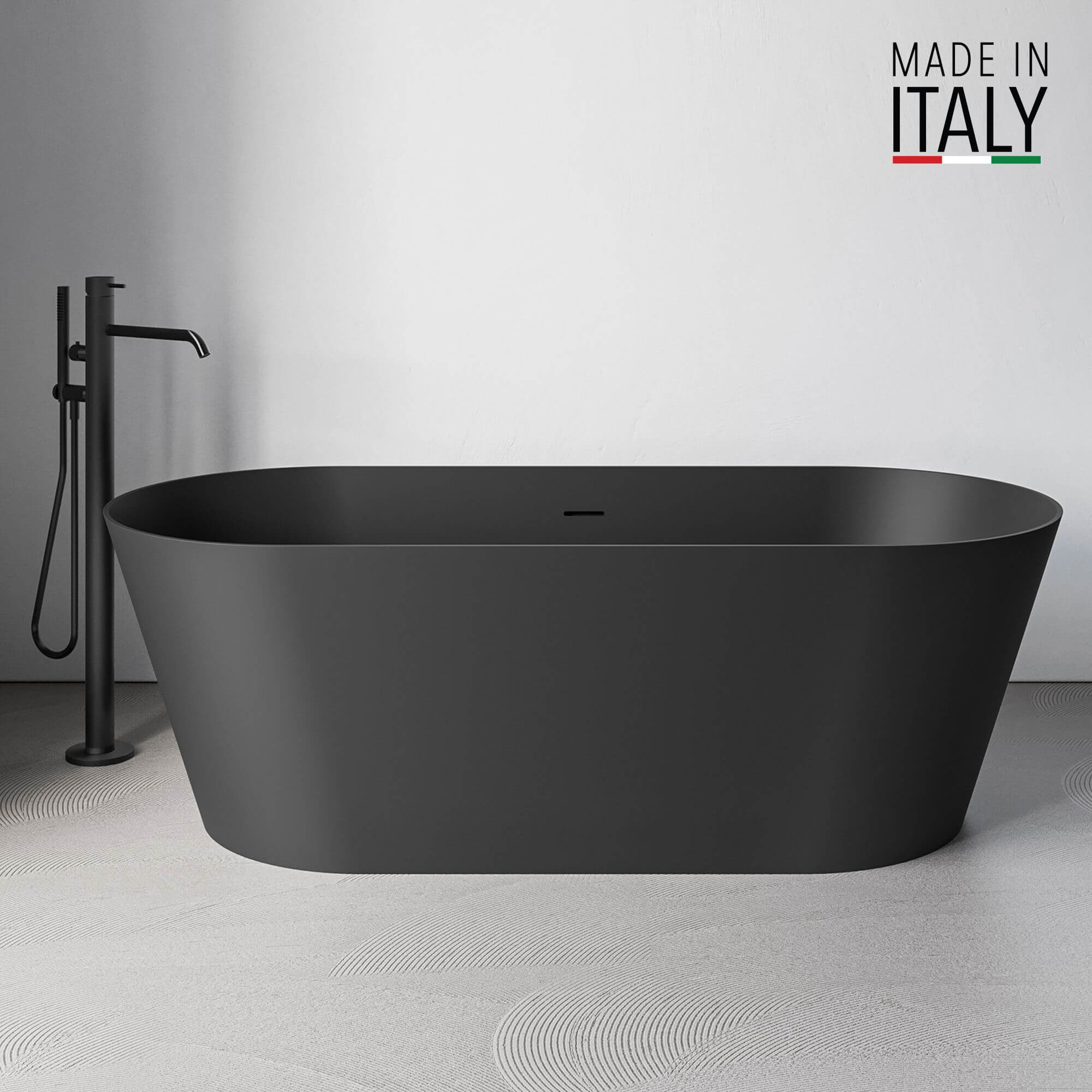 Ruvati Omnia — Bañera Independiente Ovalada de 67" en epiStone — Negro Mate