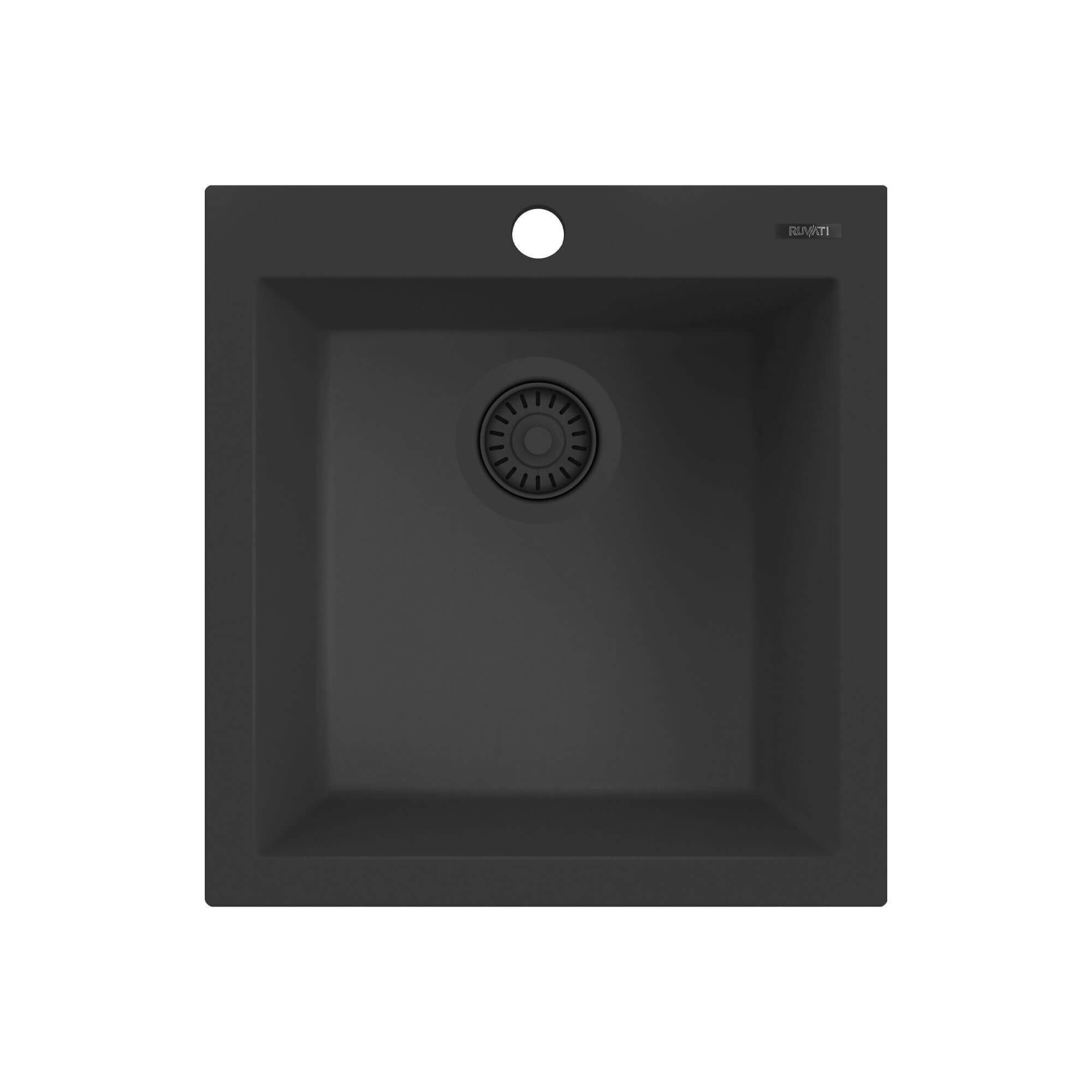 Ruvati epiGranite — Tarja de Bar / Prep de 18 x 20 pulg en Granito Compuesto — Negro Medianoche