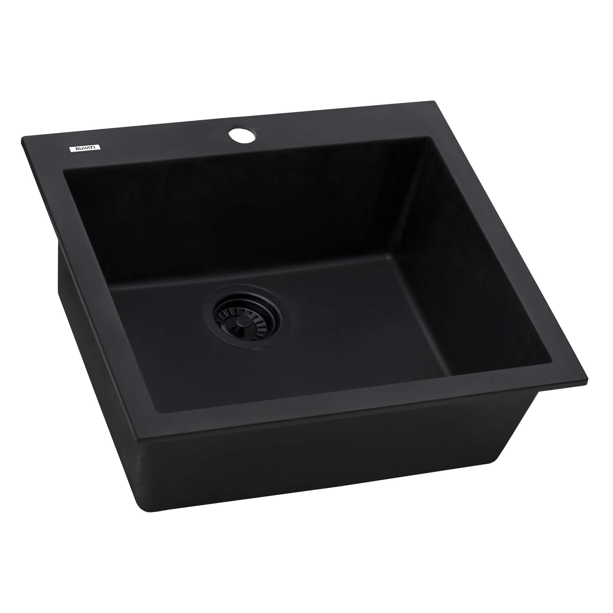 Ruvati epiGranite — Tarja de Cocina de 23 x 20 pulg en Granito Compuesto — Negro Medianoche — 1