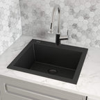 Ruvati epiGranite — Tarja de Cocina de 23 x 20 pulg en Granito Compuesto — Negro Medianoche