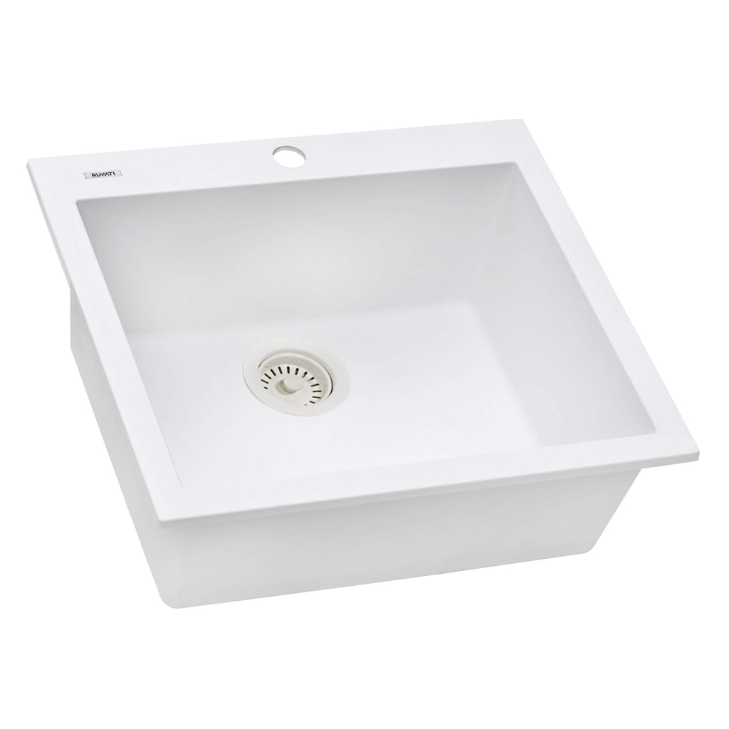 Ruvati epiGranite — Tarja de Cocina de 23 x 20 pulg en Granito Compuesto — Blanco Ártico — 3