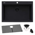 Ruvati epiGranite — Tarja de Cocina de 27 x 20 pulg en Granito Compuesto — Negro Medianoche