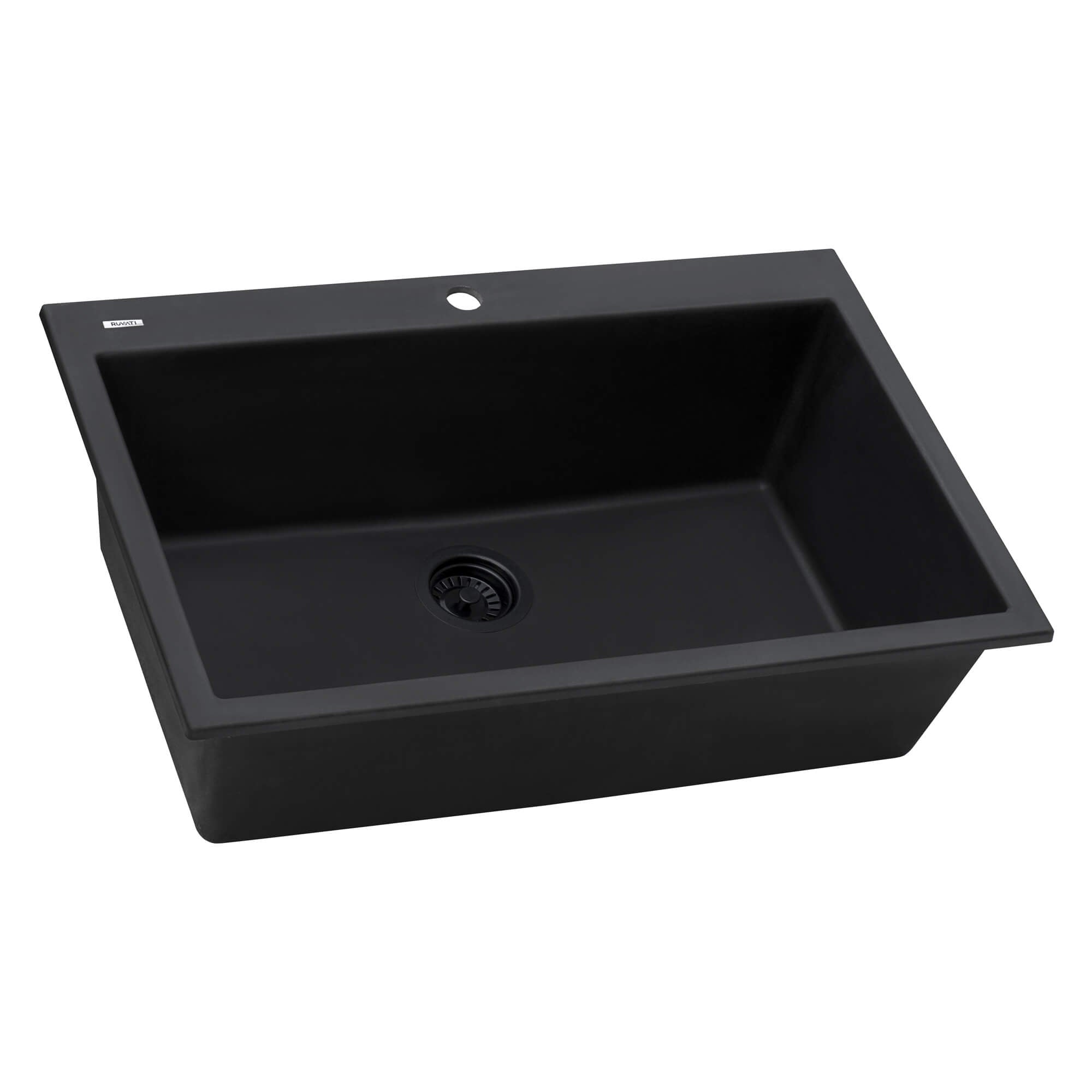 Ruvati epiGranite — Tarja de Cocina de 27 x 20 pulg en Granito Compuesto — Negro Medianoche — 4