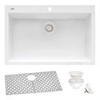 Ruvati epiGranite — Tarja de Cocina de 27 x 20 pulg en Granito Compuesto — Blanco Ártico — 2