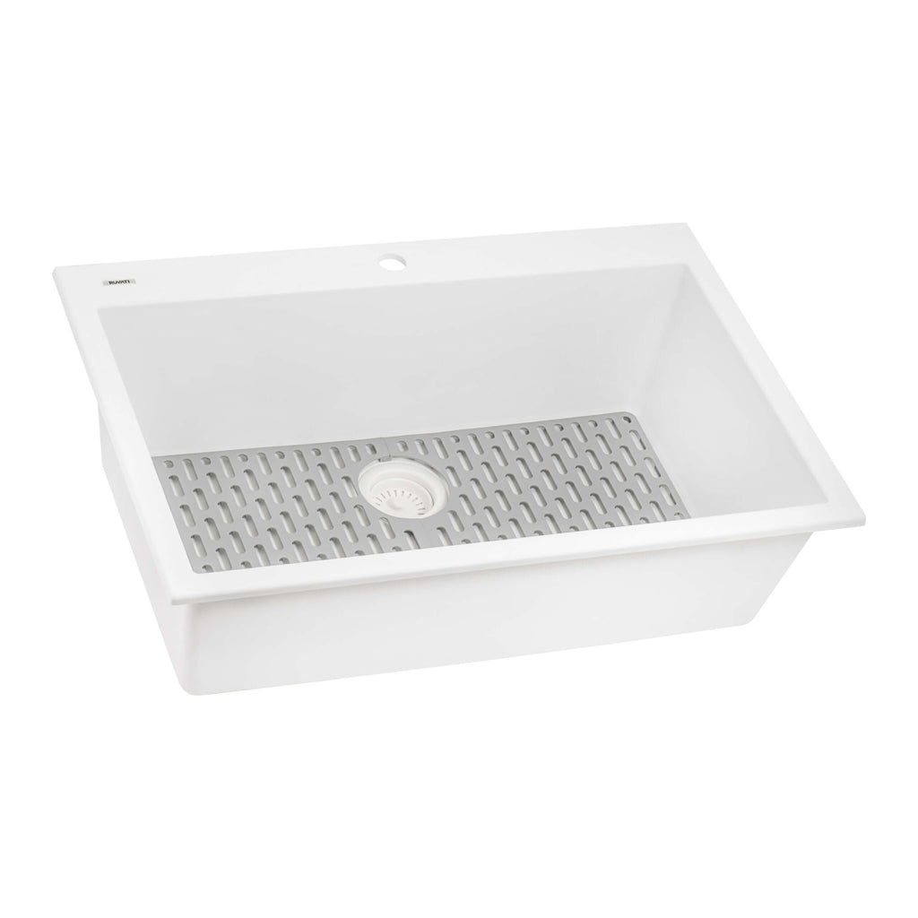 Ruvati epiGranite — Tarja de Cocina de 27 x 20 pulg en Granito Compuesto — Blanco Ártico — 3