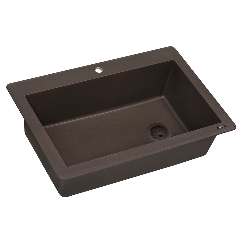 Ruvati epiGranite — Tarja de Cocina de 33 x 22 pulg en Granito Compuesto — Espresso