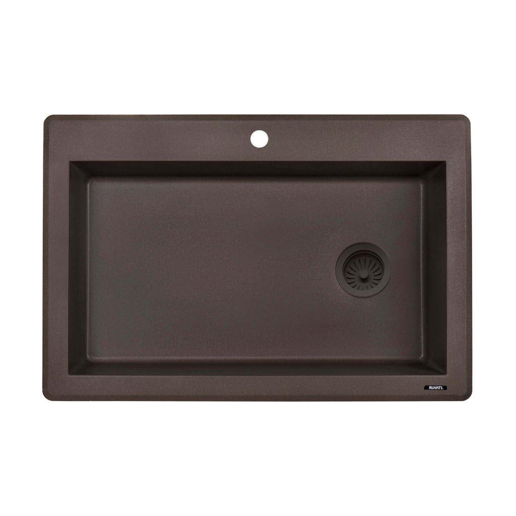 Ruvati epiGranite — Tarja de Cocina de 33 x 22 pulg en Granito Compuesto — Espresso — 3