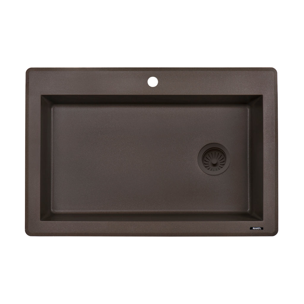 Ruvati epiGranite — Tarja de Cocina de 33 x 22 pulg en Granito Compuesto — Espresso — 2