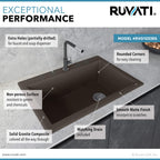 Ruvati epiGranite — Tarja de Cocina de 33 x 22 pulg en Granito Compuesto — Espresso — 4