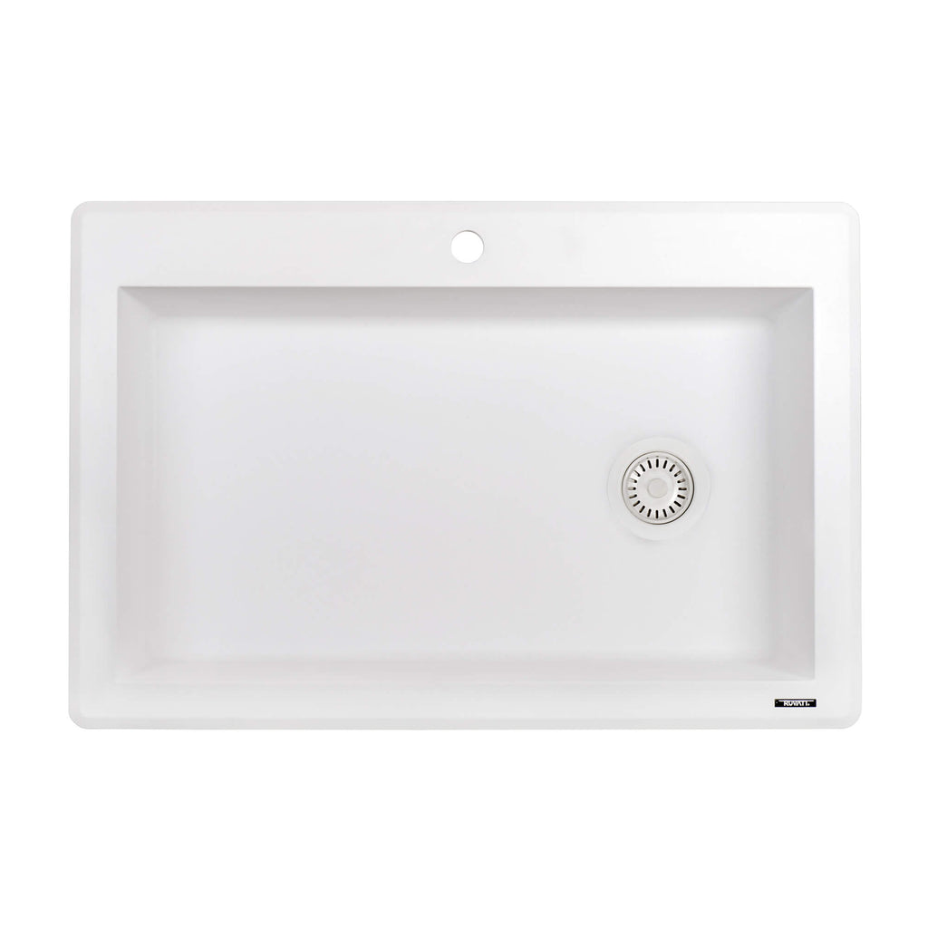 Ruvati epiGranite — Tarja de Cocina de 33 x 22 pulg en Granito Compuesto — Blanco Ártico — 2