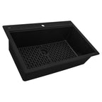 Ruvati epiGranite — Tarja de Cocina de 33 x 22 pulg en Granito Compuesto — Negro Medianoche