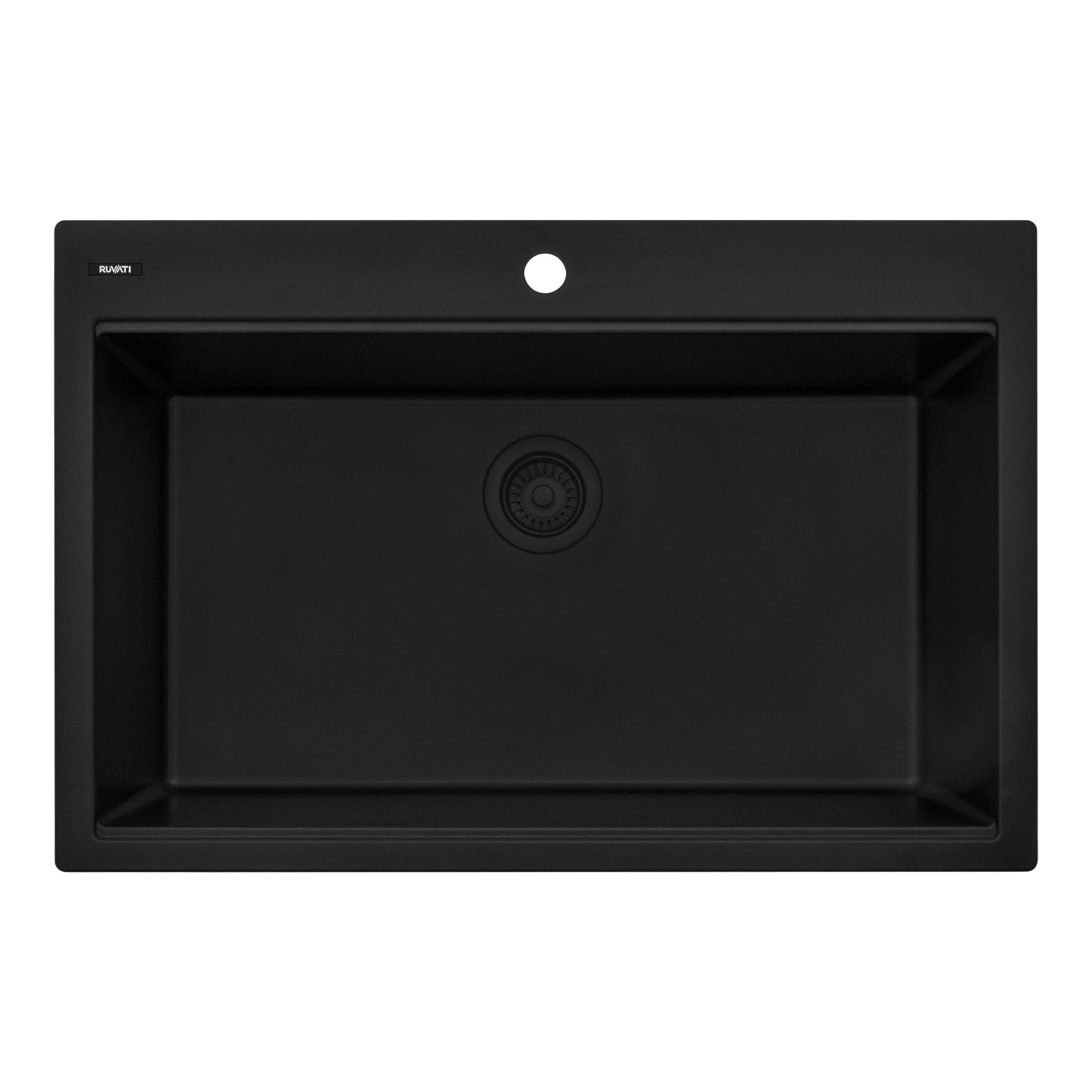 Ruvati epiGranite — Tarja de Cocina de 33 x 22 pulg en Granito Compuesto — Negro Medianoche — 1