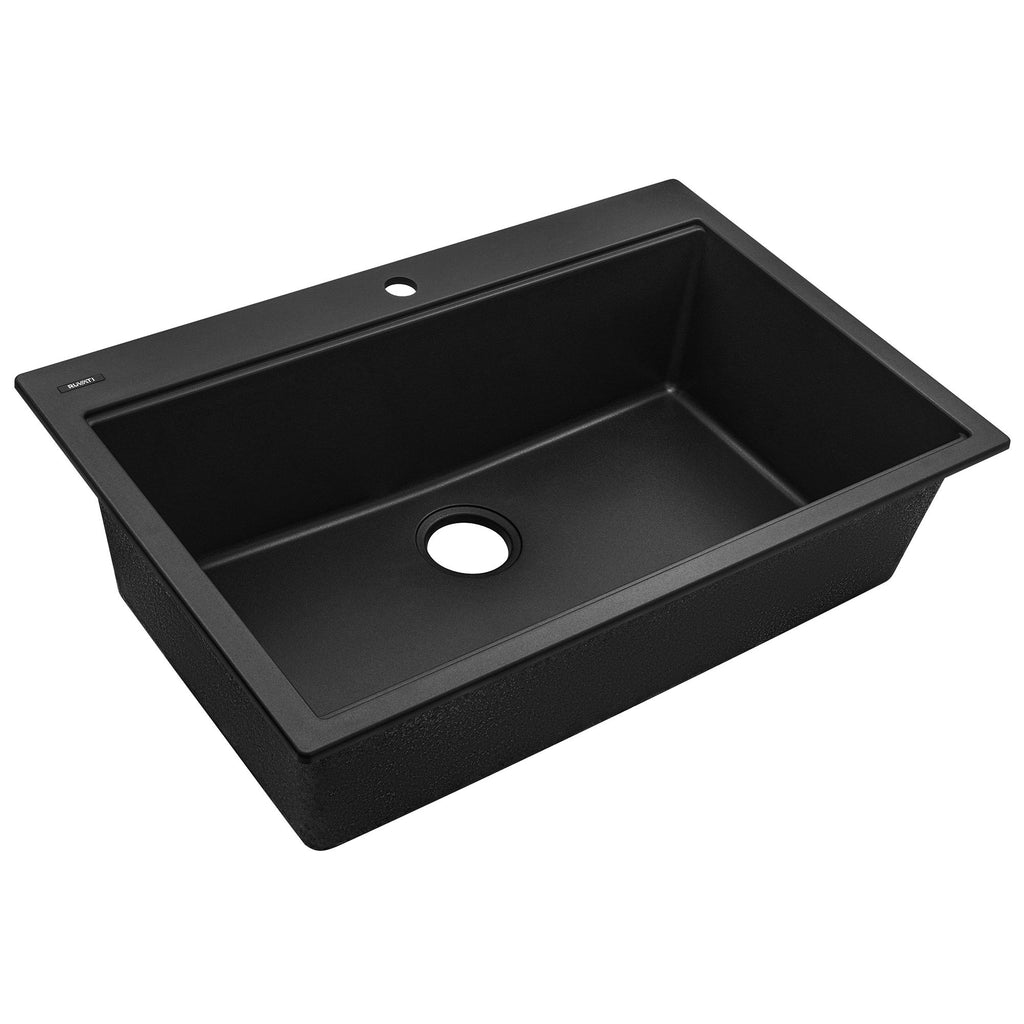 Ruvati epiGranite — Tarja de Cocina de 33 x 22 pulg en Granito Compuesto — Negro Medianoche — 2