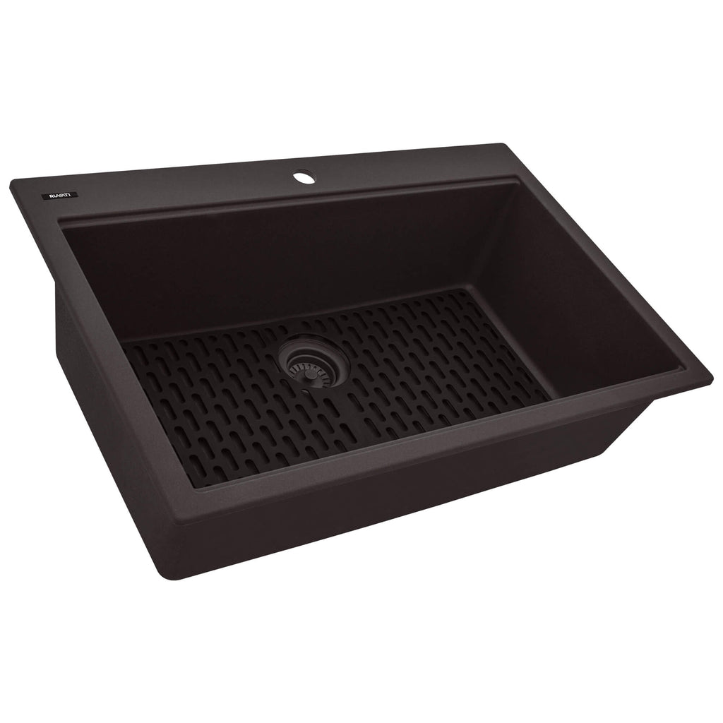 Ruvati epiGranite — Tarja de Cocina de 33 x 22 pulg en Granito Compuesto — Acero Inoxidable — 3