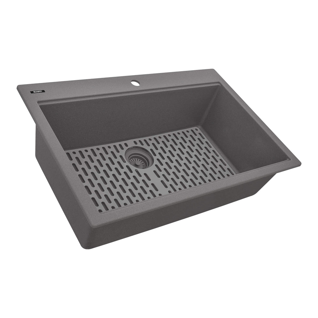 Ruvati epiGranite — Tarja de Cocina de 33 x 22 pulg en Granito Compuesto — Gris Urbano — 2