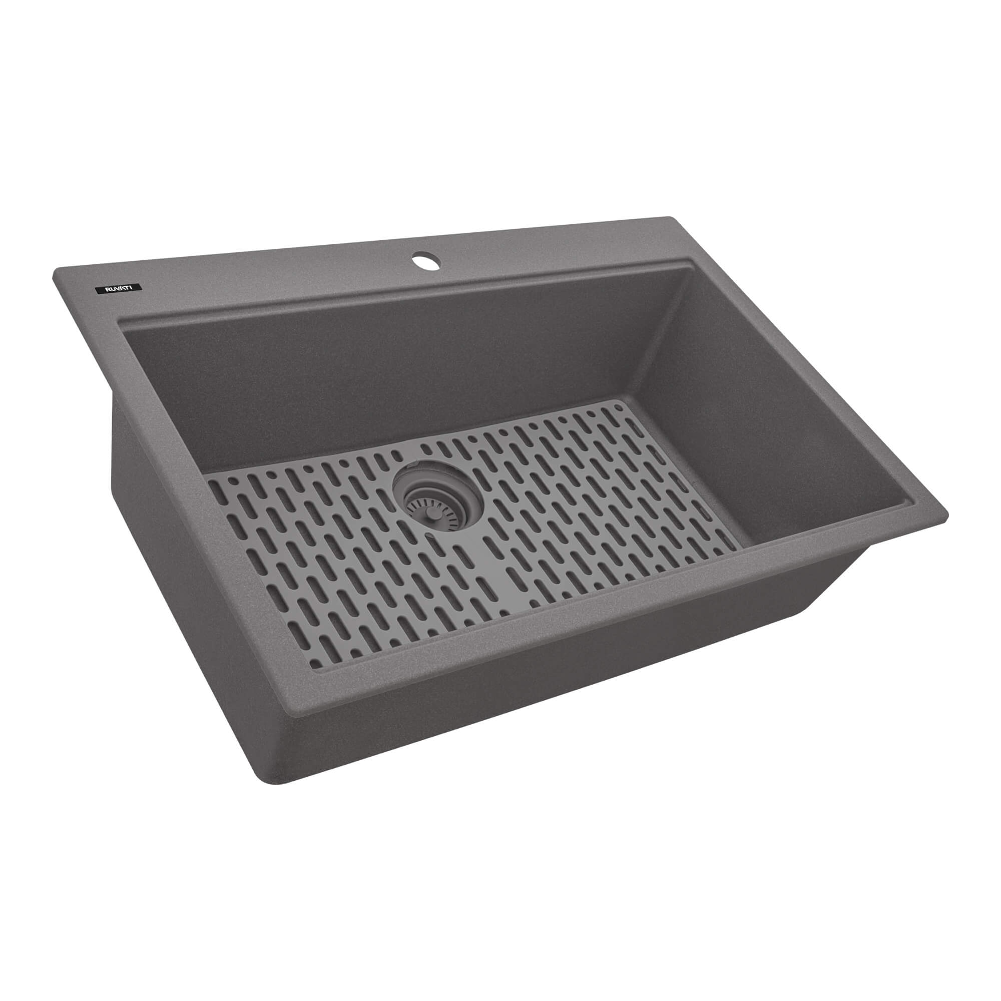 Ruvati epiGranite — Tarja de Cocina de 33 x 22 pulg en Granito Compuesto — Gris Urbano — 2
