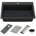 Ruvati epiStage — Tarja Workstation de Cocina en Granito Compuesto — Negro Mate — 1