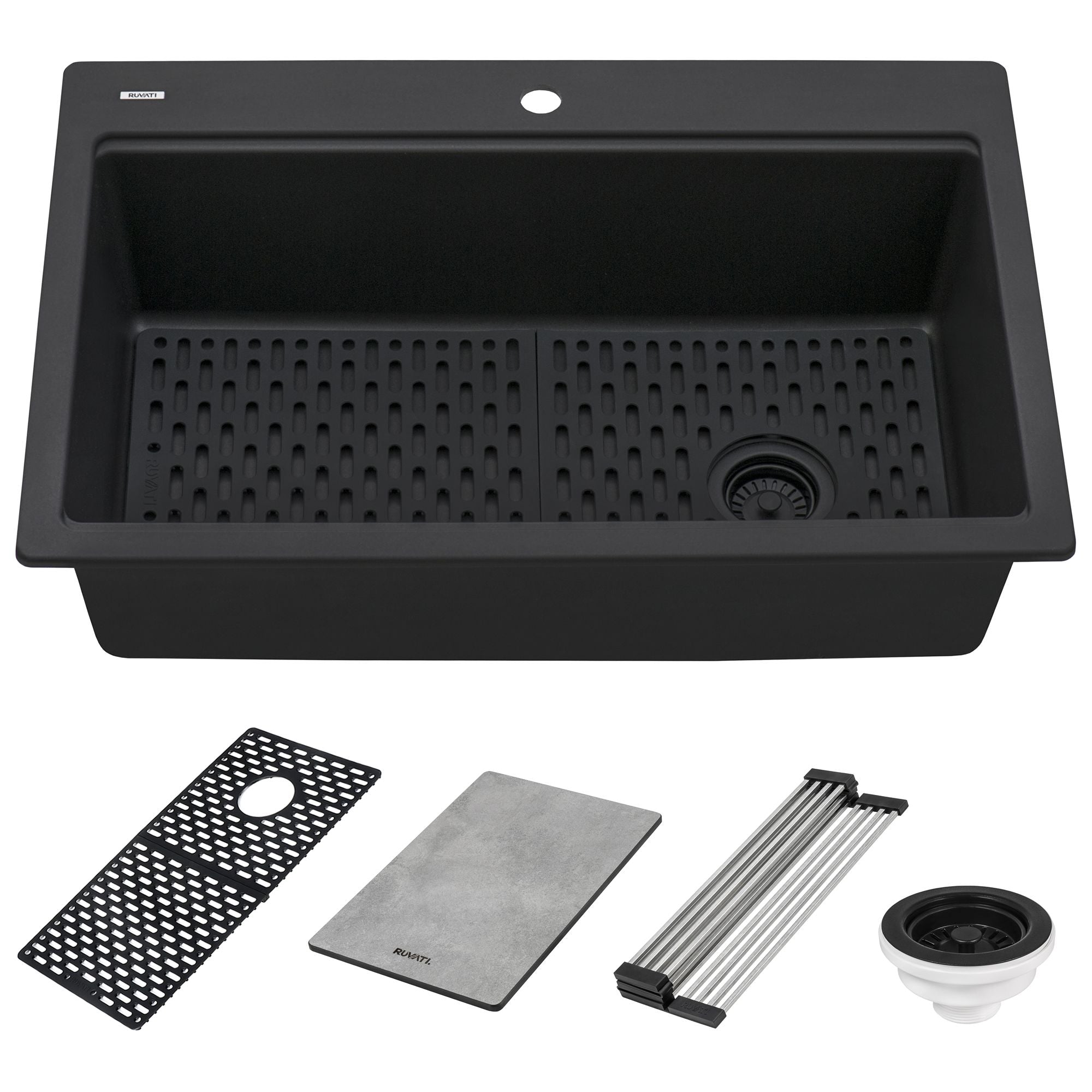 Ruvati epiStage — Tarja Workstation de Cocina en Granito Compuesto — Negro Mate — 1