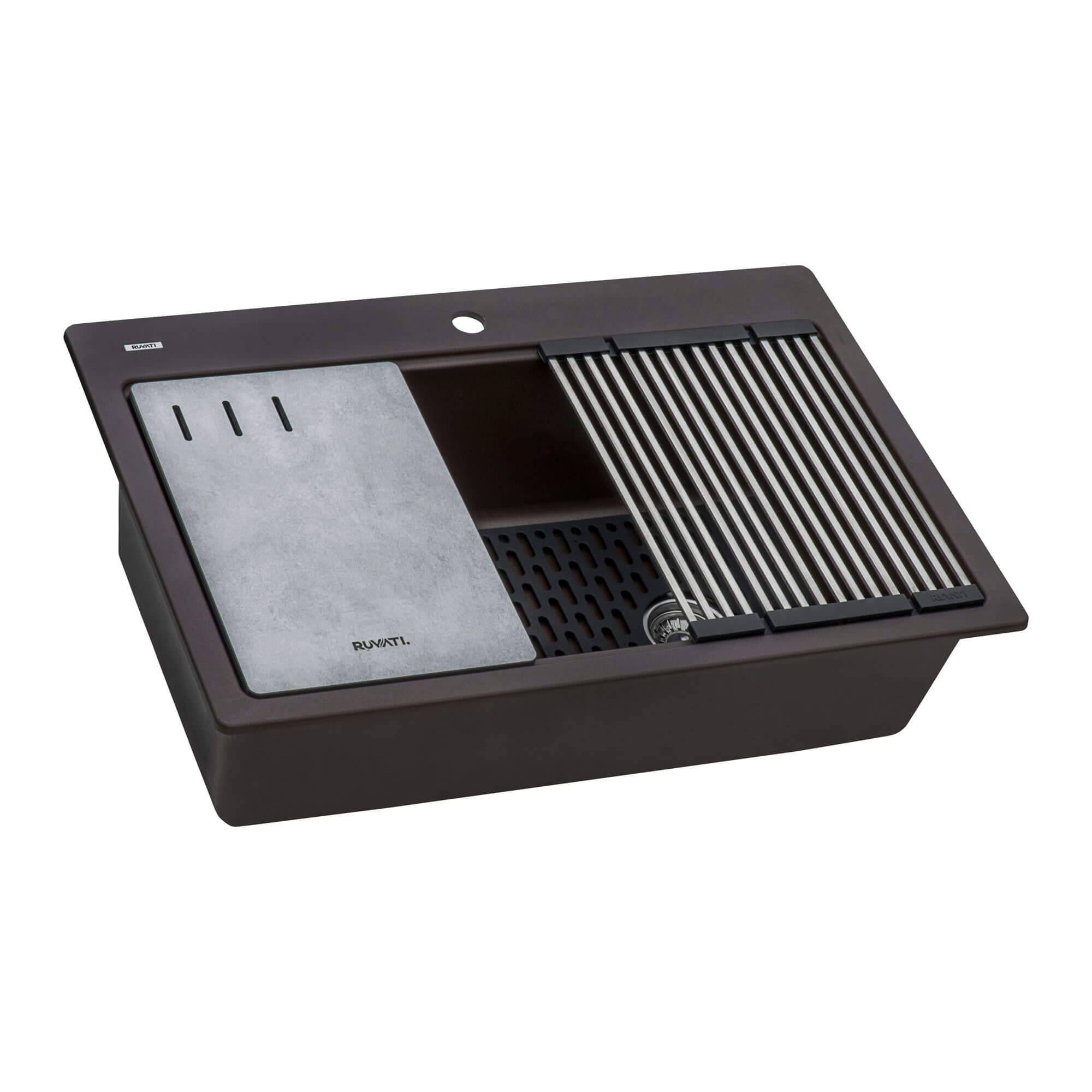 Ruvati epiStage — Tarja Workstation de Cocina en Granito Compuesto — Espresso