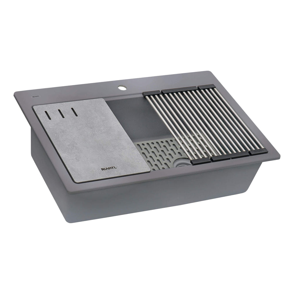 Ruvati epiStage — Tarja Workstation de Cocina en Granito Compuesto — Gris Urbano