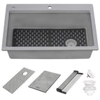 Ruvati epiStage — Tarja Workstation de Cocina en Granito Compuesto — Gris Urbano — 1