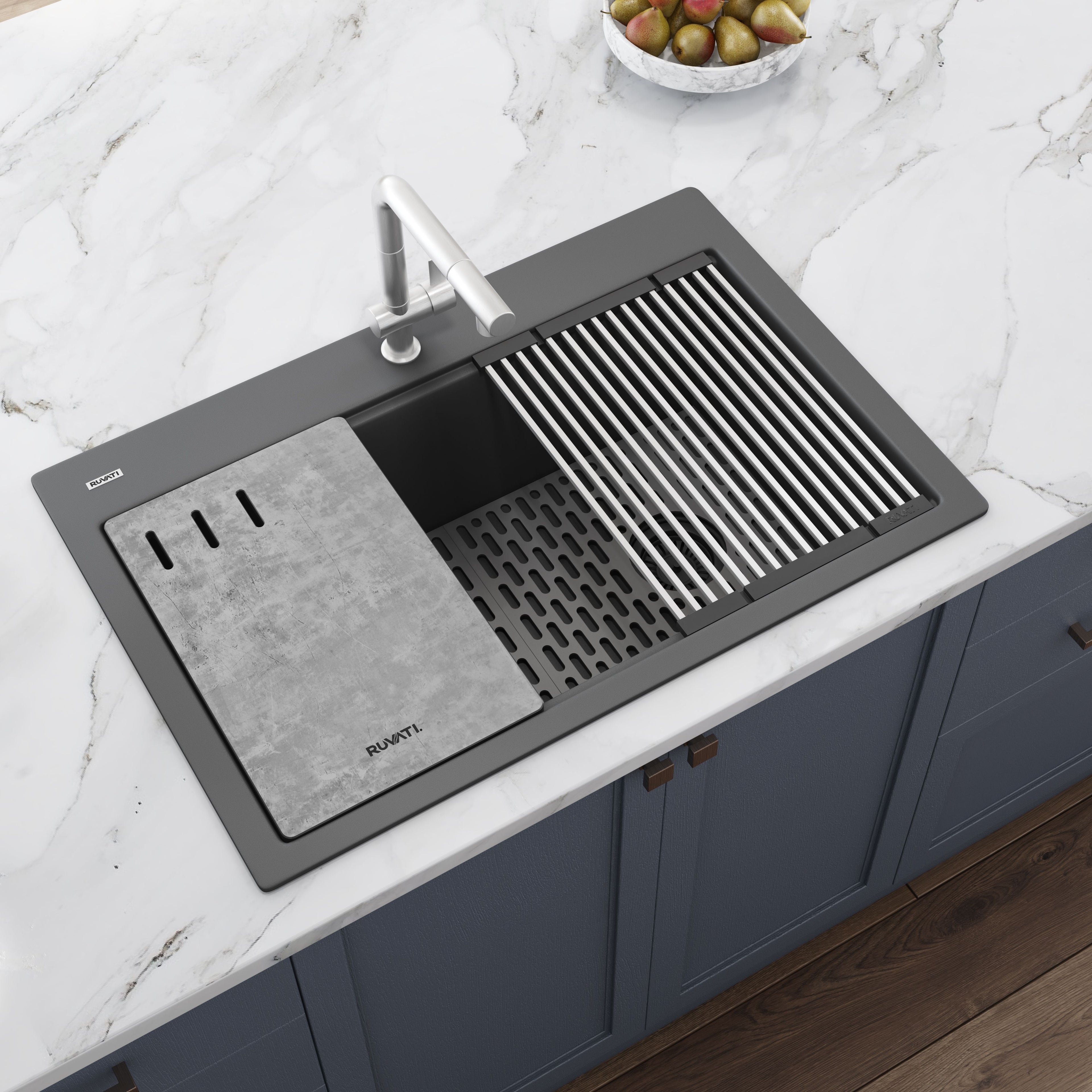Ruvati epiStage — Tarja Workstation de Cocina en Granito Compuesto — Gris Urbano — 2