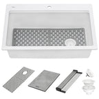 Ruvati epiStage — Tarja Workstation de Cocina en Granito Compuesto — Blanco Mate — 1