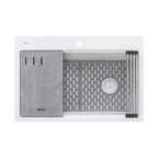 Ruvati epiStage — Tarja Workstation de Cocina en Granito Compuesto — Blanco Mate — 4