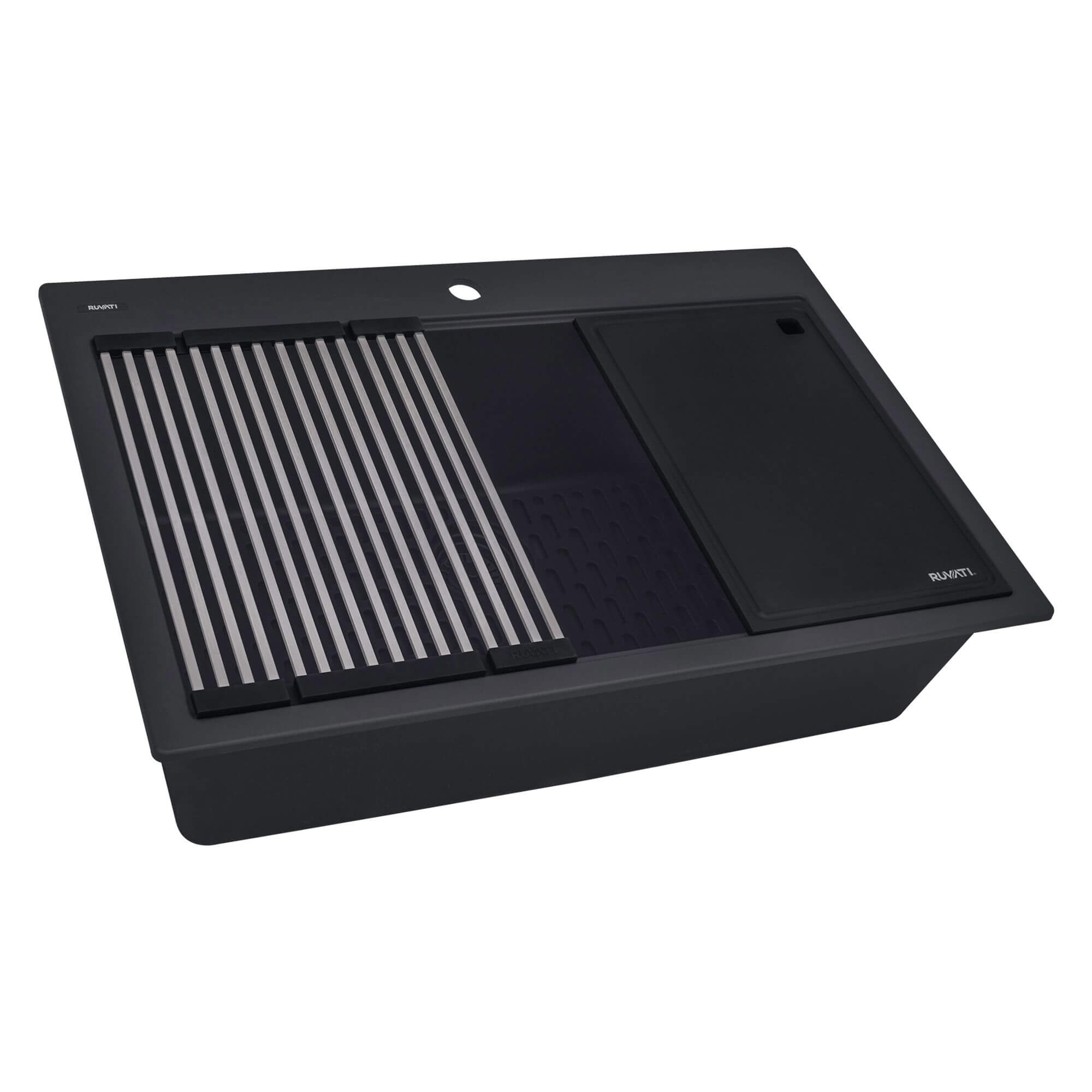 Ruvati epiStage — Tarja Workstation de Cocina en Granito Compuesto — Negro Mate