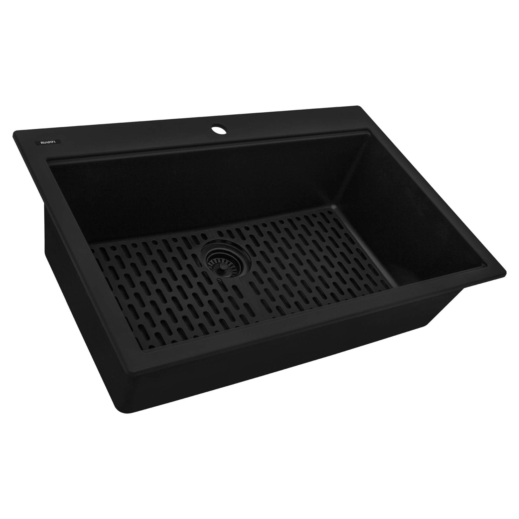 Ruvati epiStage — Tarja Workstation de Cocina en Granito Compuesto — Negro Mate — 3