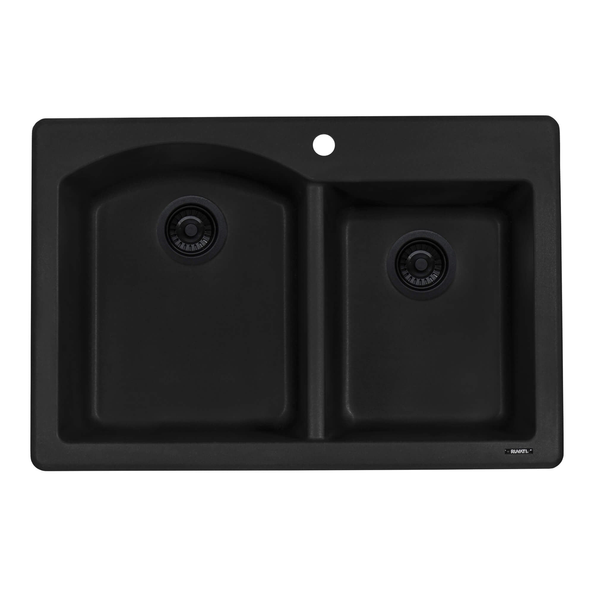 Ruvati epiGranite — Tarja de Cocina de 33 x 22 pulg en Granito Compuesto — Negro Medianoche — 1
