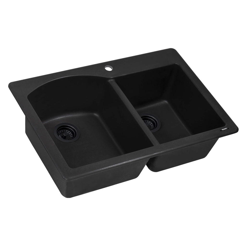 Ruvati epiGranite — Tarja de Cocina de 33 x 22 pulg en Granito Compuesto — Negro Medianoche — 2