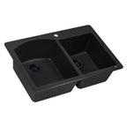 Ruvati epiGranite — Tarja de Cocina de 33 x 22 pulg en Granito Compuesto — Negro Medianoche — 2