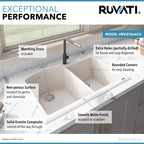 Ruvati epiGranite — Tarja de Cocina de 33 x 22 pulg en Granito Compuesto — Arena Caribe — 4