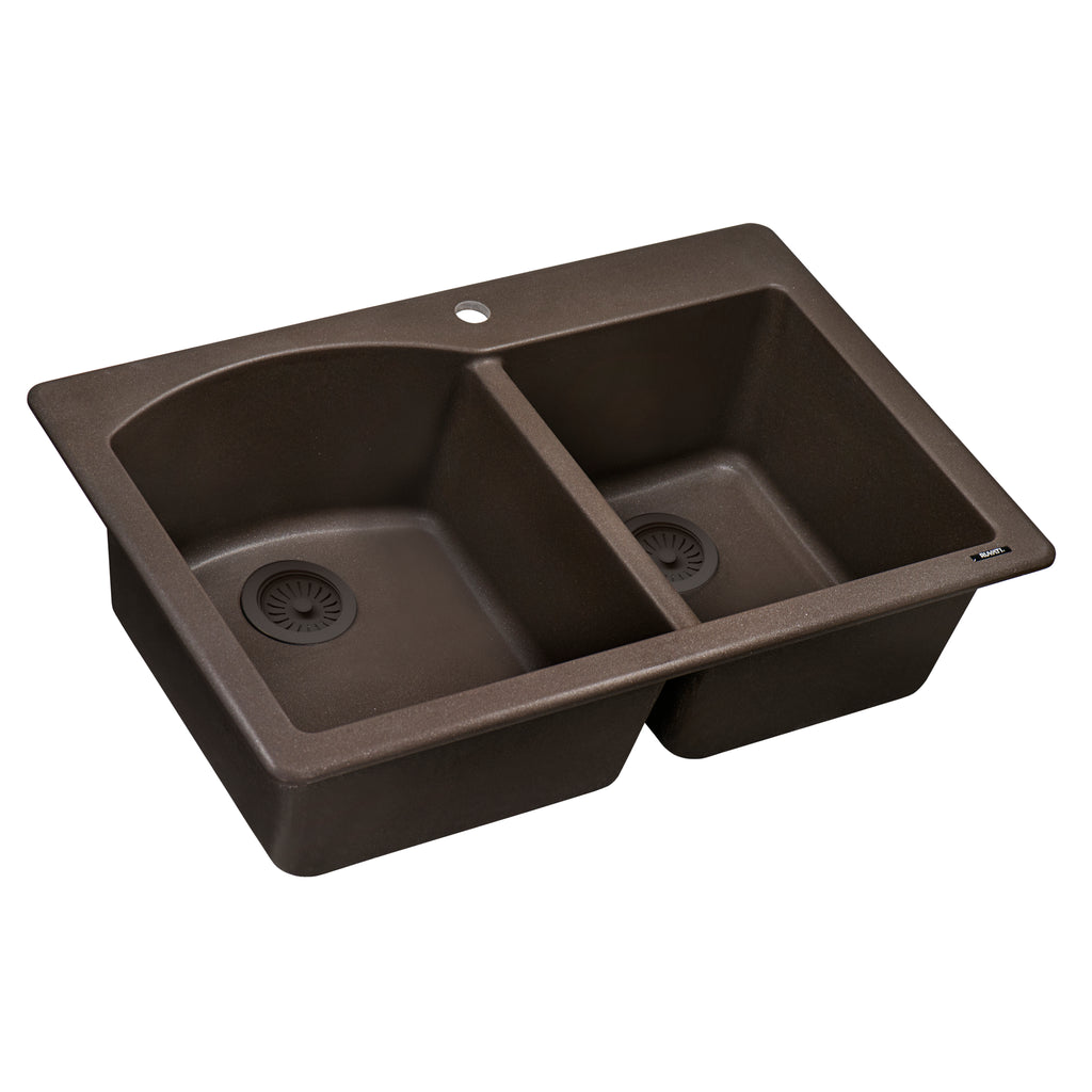 Ruvati epiGranite — Tarja de Cocina de 33 x 22 pulg en Granito Compuesto — Espresso