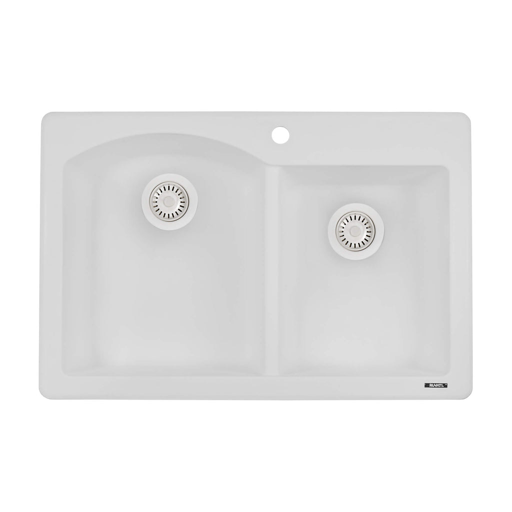 Ruvati epiGranite — Tarja de Cocina de 33 x 22 pulg en Granito Compuesto — Blanco Ártico
