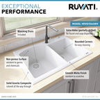Ruvati epiGranite — Tarja de Cocina de 33 x 22 pulg en Granito Compuesto — Blanco Ártico — 1
